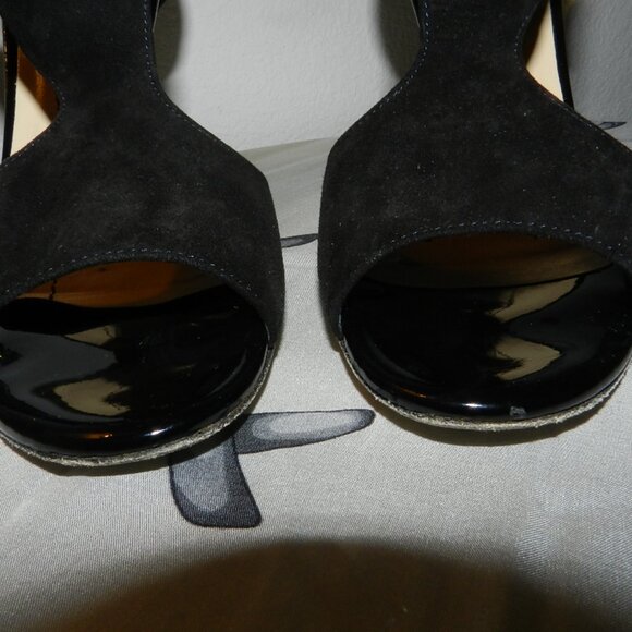 Kate Spade New York Cate Black Open Toe Suede Leather T-Strap Heels Size 6.5 - Picture 7 of 16